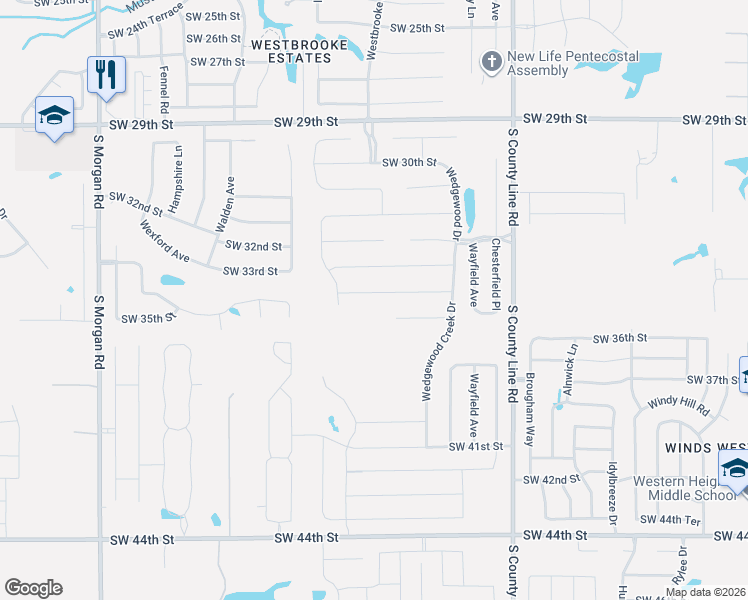map of restaurants, bars, coffee shops, grocery stores, and more near 9124 Southwest 36th Street in Oklahoma City