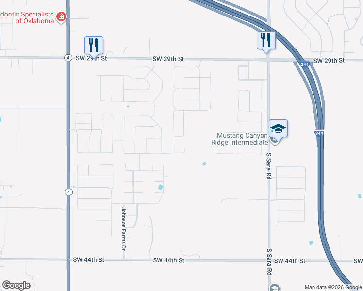 map of restaurants, bars, coffee shops, grocery stores, and more near 10904 Southwest 36th Street in Yukon