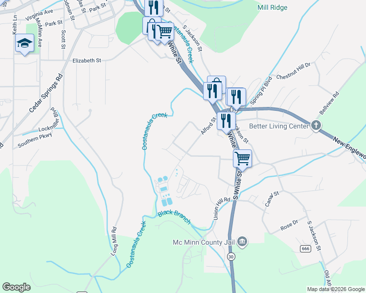 map of restaurants, bars, coffee shops, grocery stores, and more near 219 Alford Street in Athens