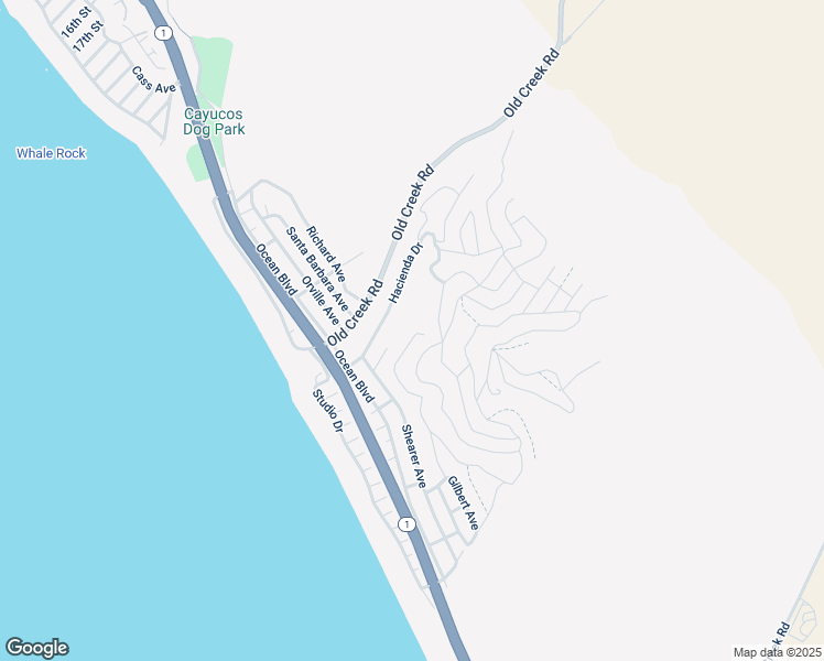 map of restaurants, bars, coffee shops, grocery stores, and more near 3106 Gilbert Avenue in Cayucos