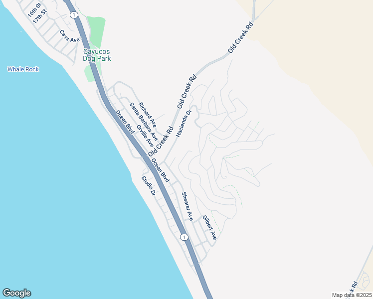 map of restaurants, bars, coffee shops, grocery stores, and more near 3106 Gilbert Avenue in Cayucos