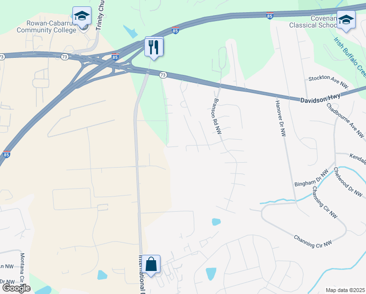 map of restaurants, bars, coffee shops, grocery stores, and more near 1150 Alstead Court Northwest in Concord