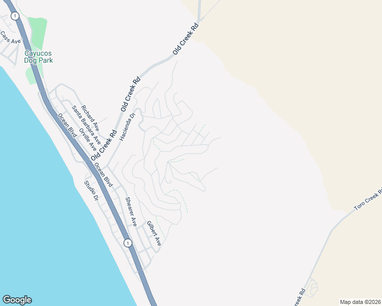 map of restaurants, bars, coffee shops, grocery stores, and more near Herbert Avenue in Cayucos