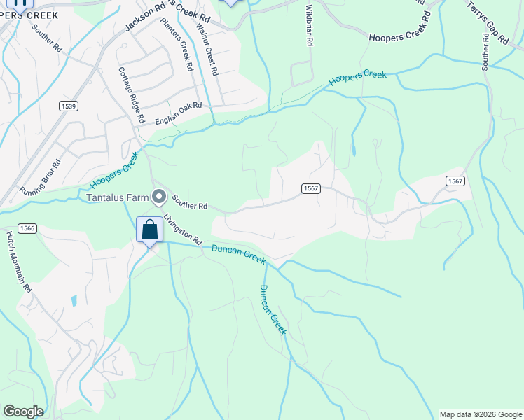 map of restaurants, bars, coffee shops, grocery stores, and more near 300 Souther Road in Fletcher