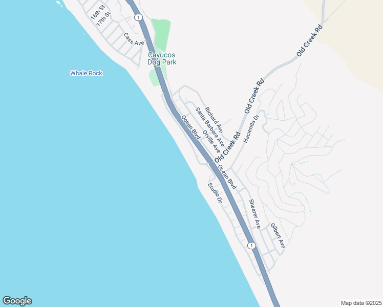 map of restaurants, bars, coffee shops, grocery stores, and more near 2814 Studio Drive in Cayucos