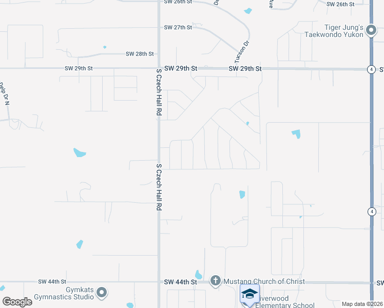 map of restaurants, bars, coffee shops, grocery stores, and more near 3512 Pete Street in Mustang