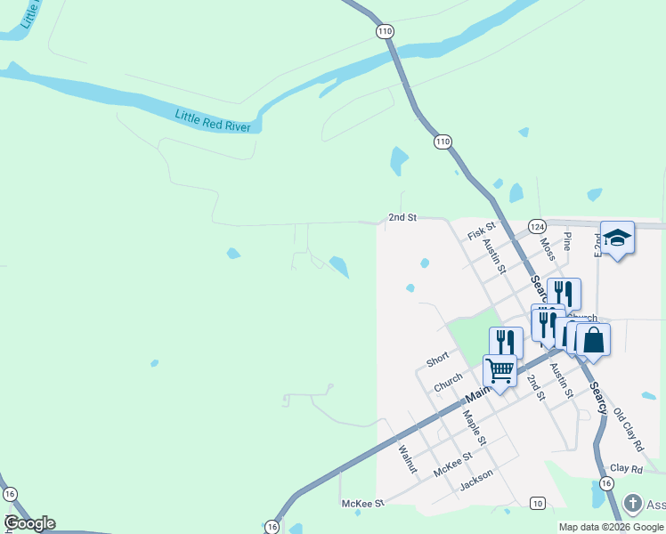 map of restaurants, bars, coffee shops, grocery stores, and more near 101 Gemar in Pangburn