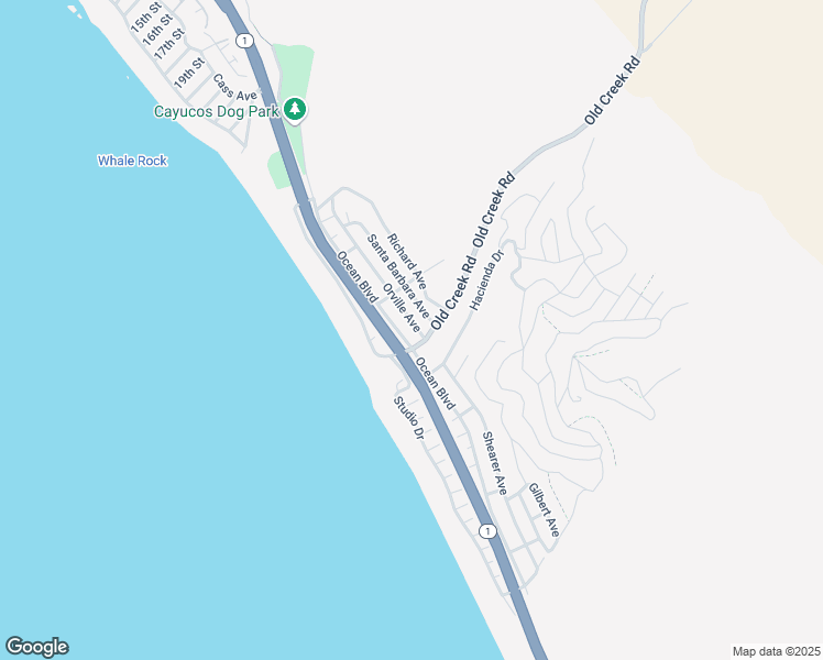 map of restaurants, bars, coffee shops, grocery stores, and more near 2908 Orville Avenue in Cayucos