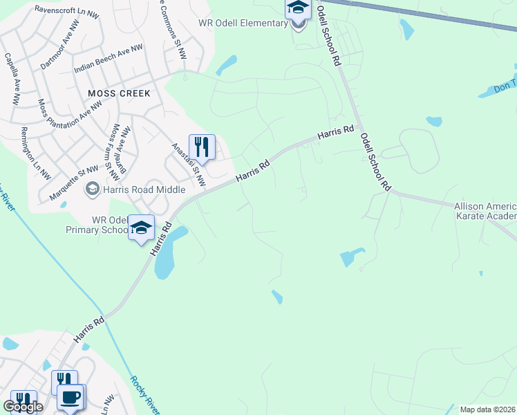 map of restaurants, bars, coffee shops, grocery stores, and more near 1121 Berkeley Place in Concord
