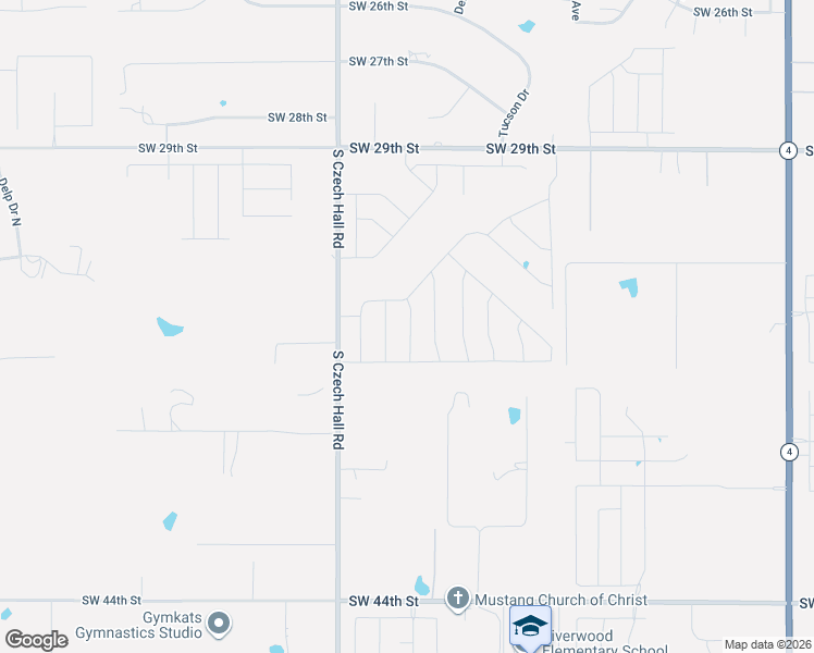 map of restaurants, bars, coffee shops, grocery stores, and more near 3512 Pete Street in Mustang