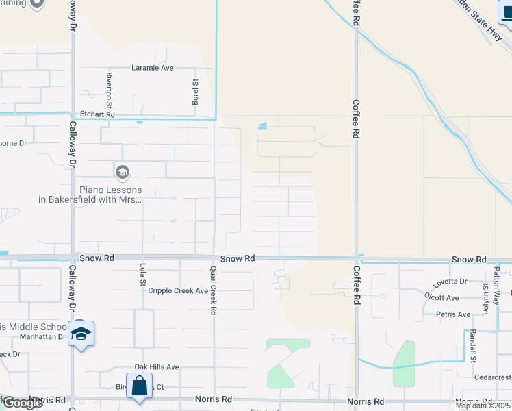 map of restaurants, bars, coffee shops, grocery stores, and more near 8708 Kenwick Street in Bakersfield