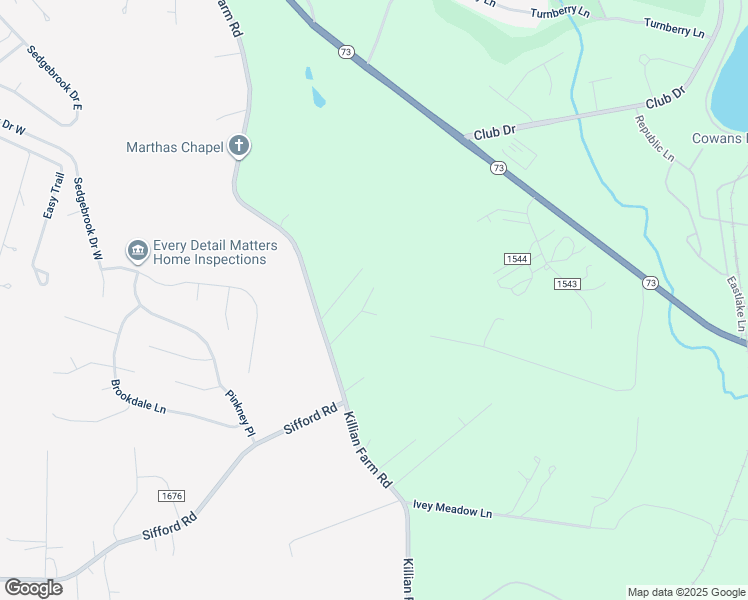 map of restaurants, bars, coffee shops, grocery stores, and more near 7678 Oakview Lane in Stanley