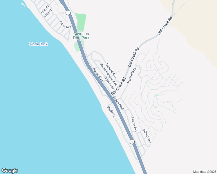map of restaurants, bars, coffee shops, grocery stores, and more near 2868 Orville Avenue in Cayucos