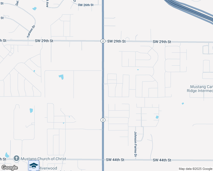 map of restaurants, bars, coffee shops, grocery stores, and more near 3500 Molly Drive in Mustang