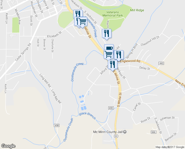 map of restaurants, bars, coffee shops, grocery stores, and more near 113 Spence Street in Athens
