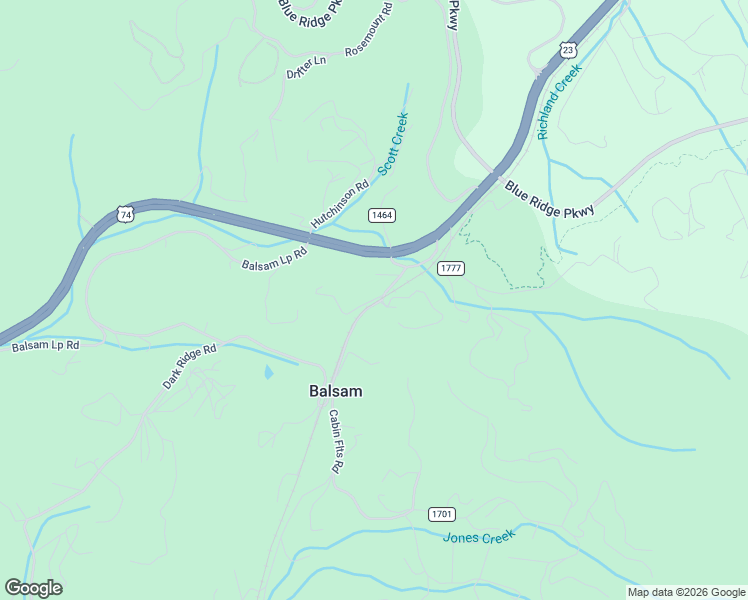 map of restaurants, bars, coffee shops, grocery stores, and more near 103 Cabin Flats Road in Balsam