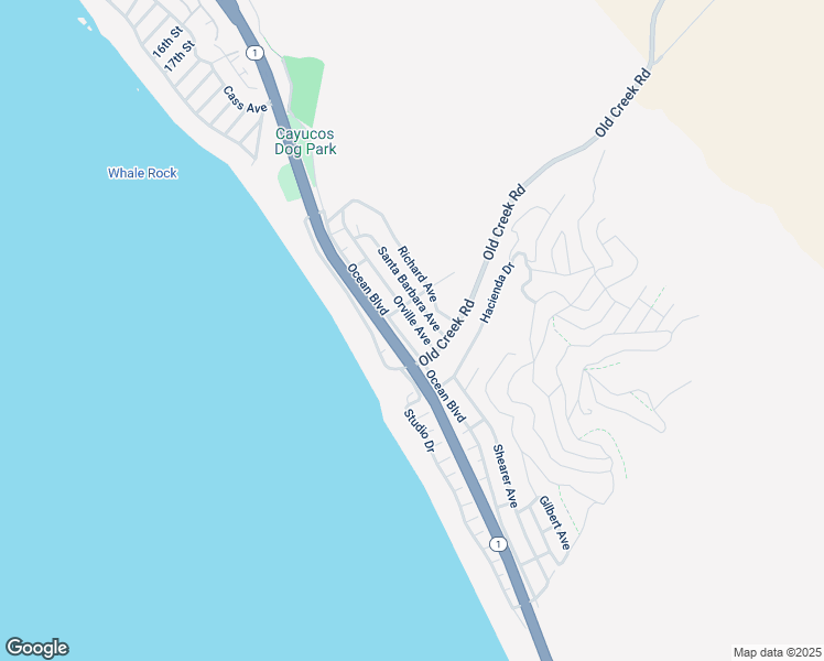map of restaurants, bars, coffee shops, grocery stores, and more near 2868 Orville Avenue in Cayucos
