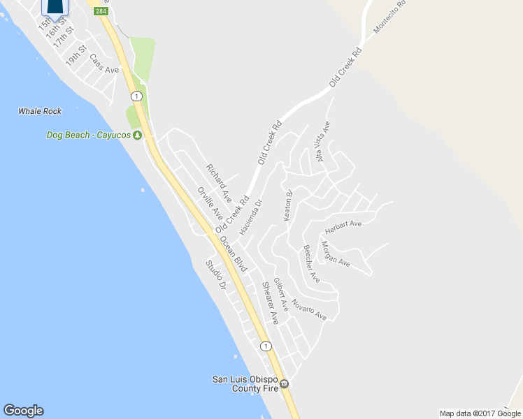 map of restaurants, bars, coffee shops, grocery stores, and more near 414 Hacienda Drive in Cayucos