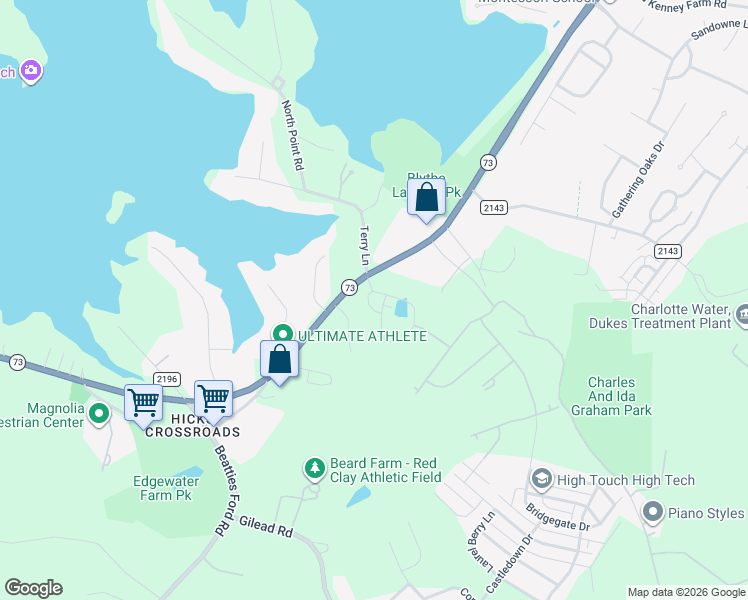 map of restaurants, bars, coffee shops, grocery stores, and more near 8311 Parknoll Drive in Huntersville