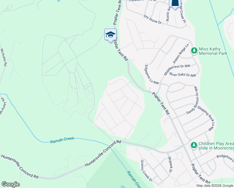 map of restaurants, bars, coffee shops, grocery stores, and more near 15821 Poplar Tent Road in Huntersville