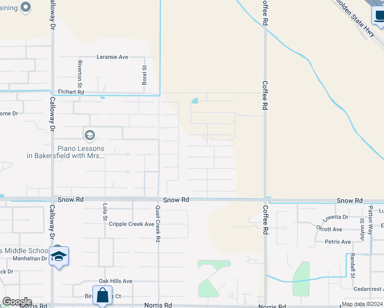 map of restaurants, bars, coffee shops, grocery stores, and more near 8708 Kenwick Street in Bakersfield