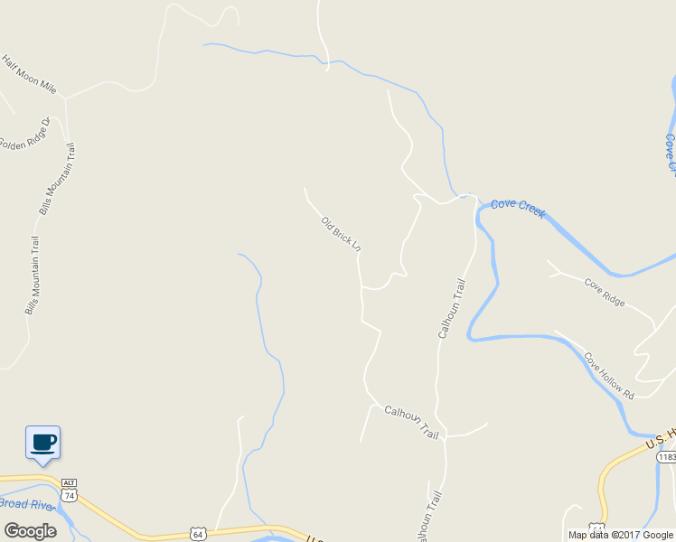 map of restaurants, bars, coffee shops, grocery stores, and more near 133 Old Brick Lane in Rutherfordton