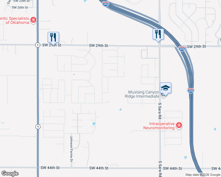 map of restaurants, bars, coffee shops, grocery stores, and more near 3508 Sardis Way in Yukon