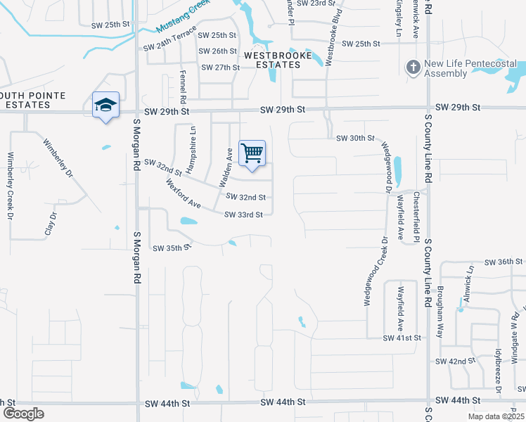 map of restaurants, bars, coffee shops, grocery stores, and more near 9405 Southwest 33rd Street in Oklahoma City