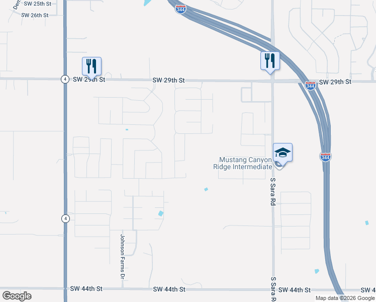 map of restaurants, bars, coffee shops, grocery stores, and more near 3509 Sardis Way in Yukon