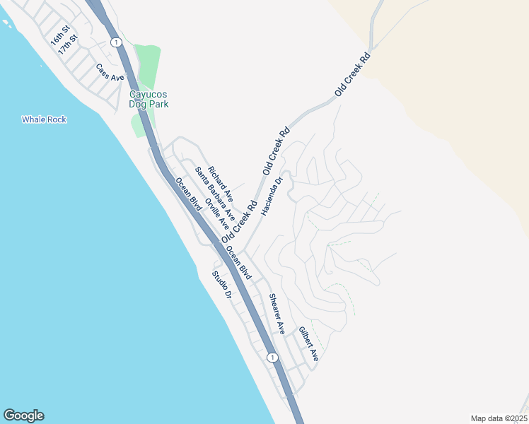 map of restaurants, bars, coffee shops, grocery stores, and more near 560 Hacienda Drive in Cayucos