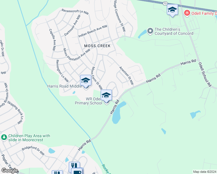 map of restaurants, bars, coffee shops, grocery stores, and more near 9823 Walkers Glen Drive Northwest in Concord