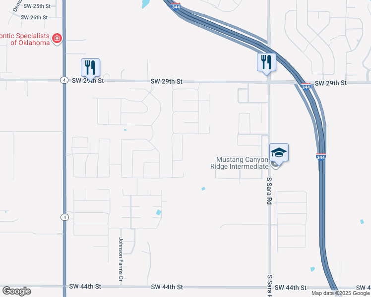map of restaurants, bars, coffee shops, grocery stores, and more near 3509 Sardis Way in Yukon