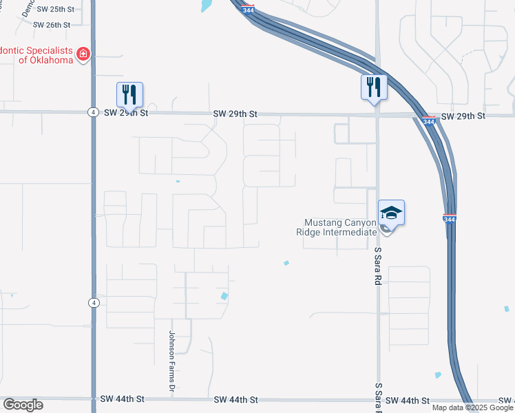map of restaurants, bars, coffee shops, grocery stores, and more near 3509 Sardis Way in Yukon