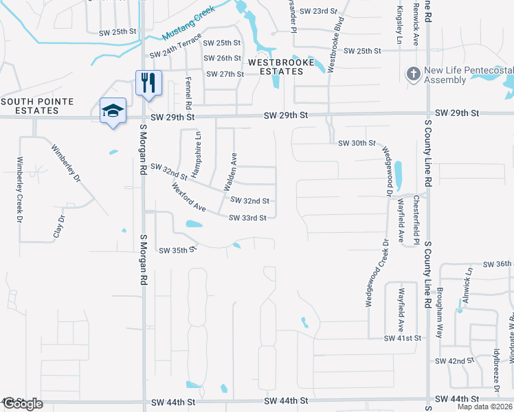 map of restaurants, bars, coffee shops, grocery stores, and more near 9405 Southwest 33rd Street in Oklahoma City