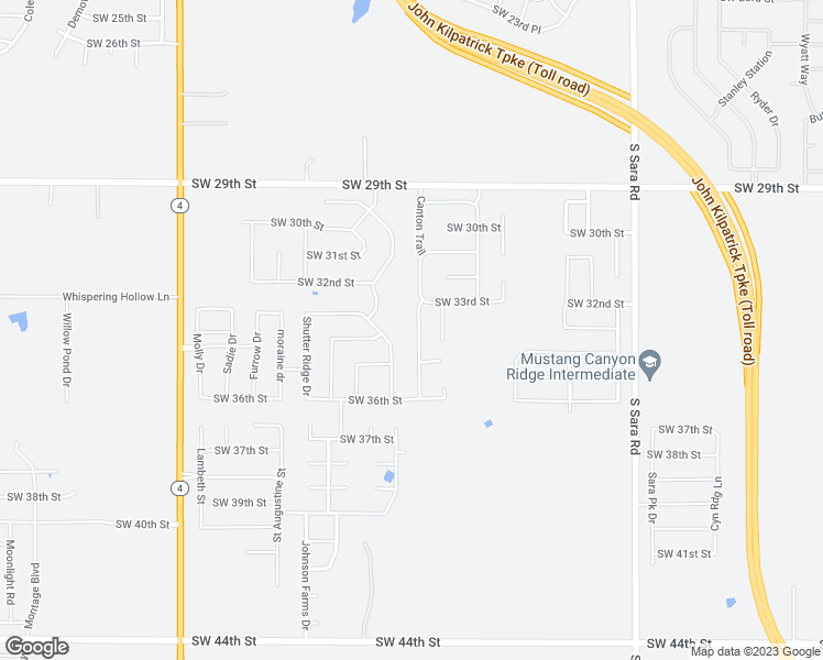 map of restaurants, bars, coffee shops, grocery stores, and more near 3421 Canton Trail in Yukon