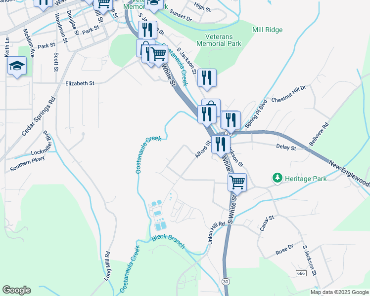 map of restaurants, bars, coffee shops, grocery stores, and more near 113 Spence Street in Athens