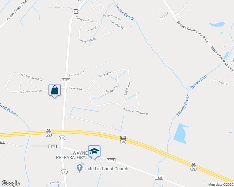 map of restaurants, bars, coffee shops, grocery stores, and more near 101 Orton Place in Goldsboro