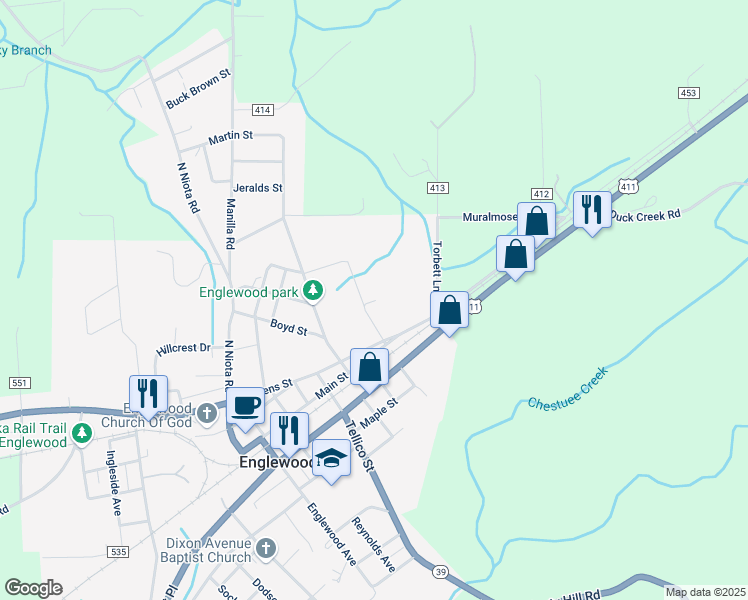 map of restaurants, bars, coffee shops, grocery stores, and more near 26 Phillips Street in Englewood