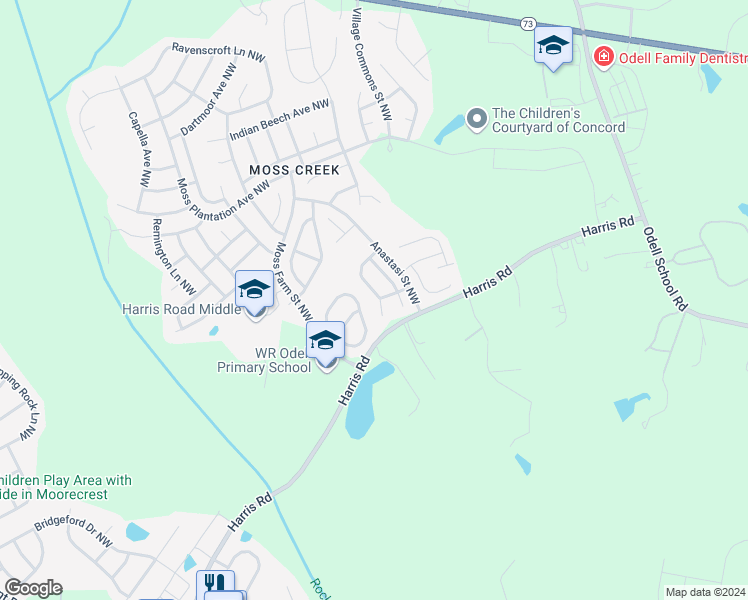 map of restaurants, bars, coffee shops, grocery stores, and more near 9464 Grand Oaks Street Northwest in Concord