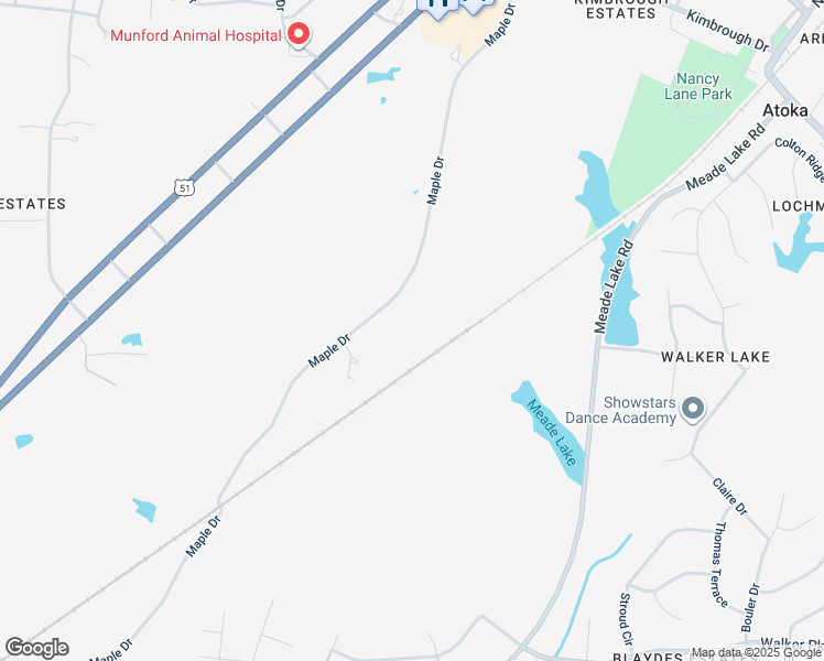 map of restaurants, bars, coffee shops, grocery stores, and more near 741 Maple Drive in Atoka