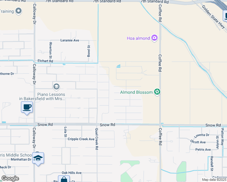 map of restaurants, bars, coffee shops, grocery stores, and more near 8903 Rancho Viejo Drive in Bakersfield