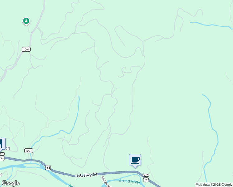 map of restaurants, bars, coffee shops, grocery stores, and more near 122 Outlook Drive in Lake Lure