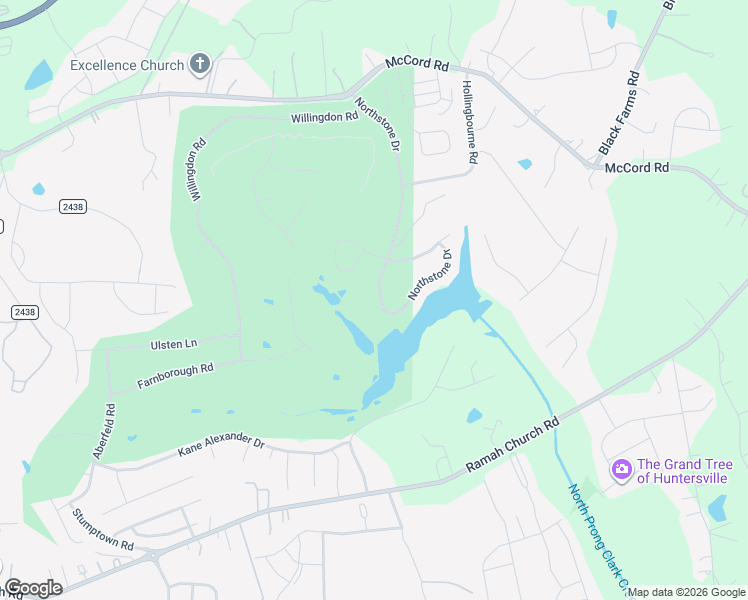 map of restaurants, bars, coffee shops, grocery stores, and more near 15716 Northstone Drive in Huntersville
