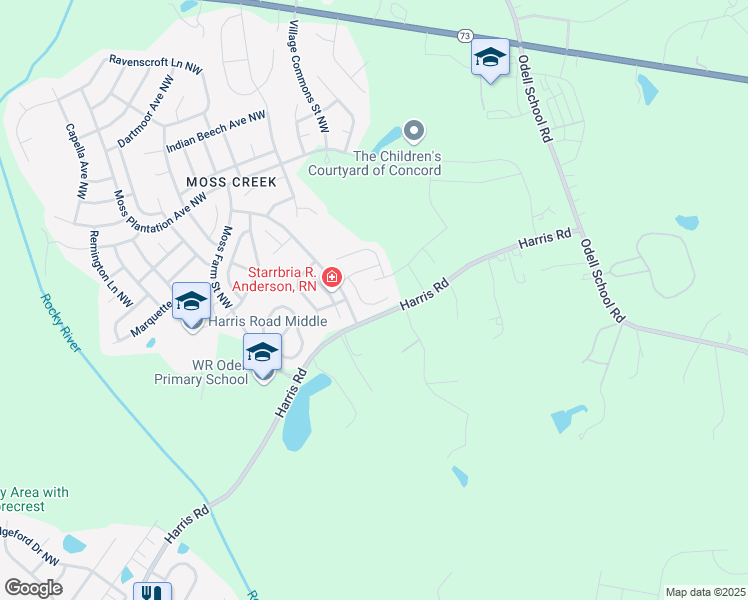 map of restaurants, bars, coffee shops, grocery stores, and more near 1319 Gambel Drive Northwest in Concord