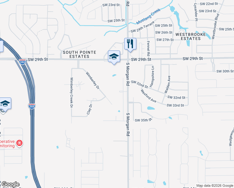 map of restaurants, bars, coffee shops, grocery stores, and more near 9816 Southwest 33rd Street in Yukon