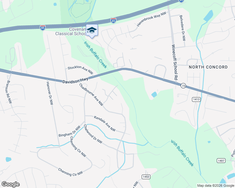 map of restaurants, bars, coffee shops, grocery stores, and more near 1000 Kenilworth Court Northwest in Concord