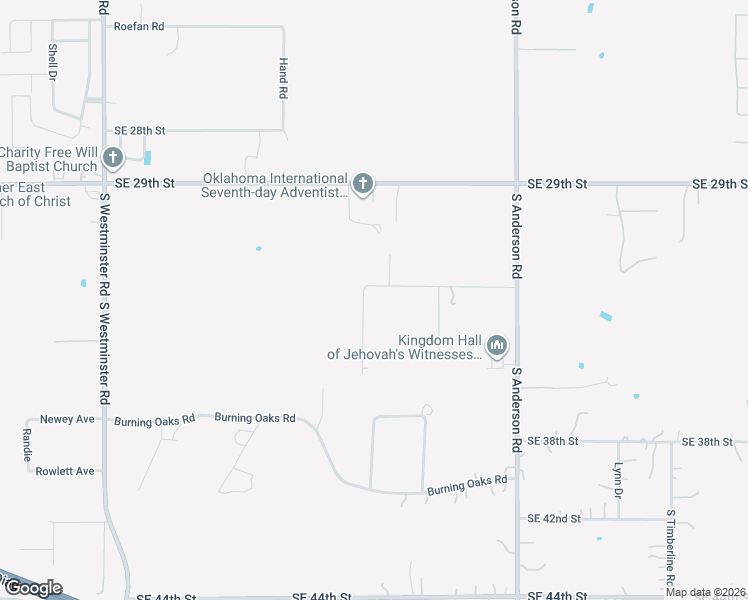 map of restaurants, bars, coffee shops, grocery stores, and more near 11616 Southeast 32nd Street in Oklahoma City