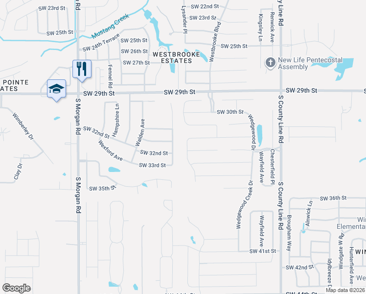 map of restaurants, bars, coffee shops, grocery stores, and more near 3216 Rockhampton Avenue in Oklahoma City