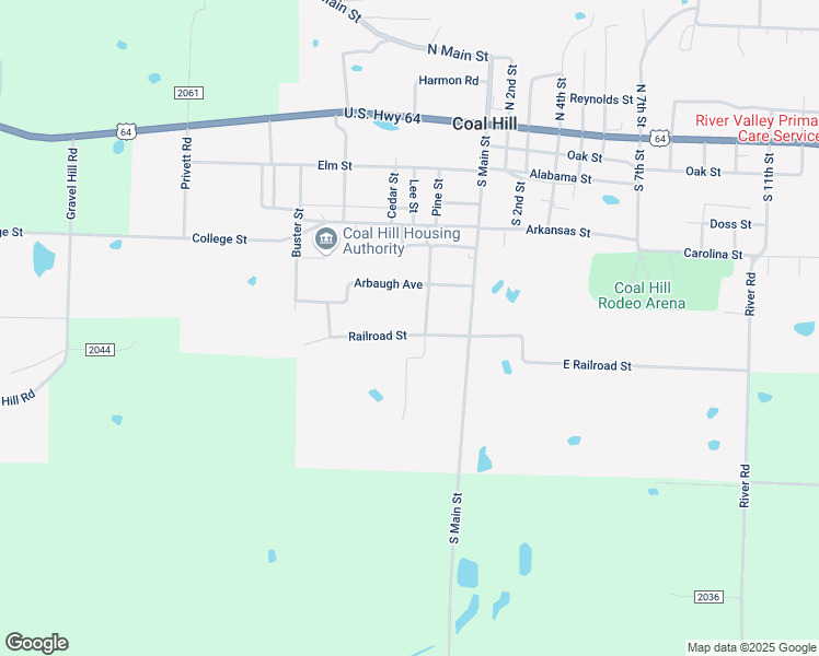 map of restaurants, bars, coffee shops, grocery stores, and more near 406 West Railroad Street in Coal Hill