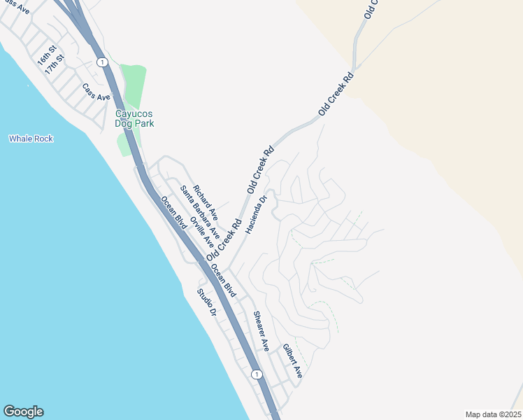 map of restaurants, bars, coffee shops, grocery stores, and more near 560 Hacienda Drive in Cayucos